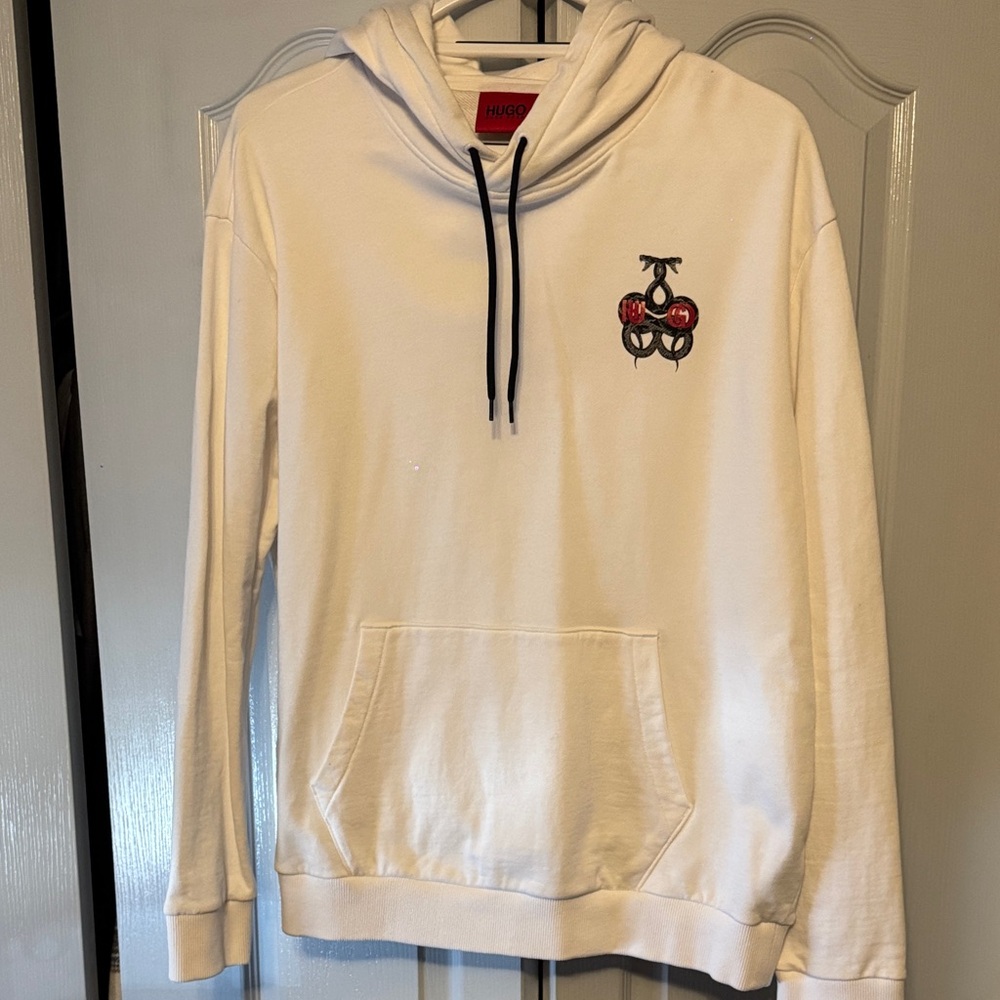 HUGO Cream Hoodie with Cherry Embroidery